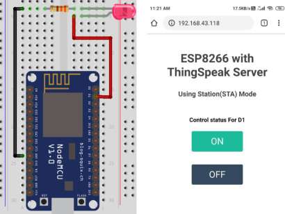 LED Control via Thingspeak server using NodeMCU (ESP8266)